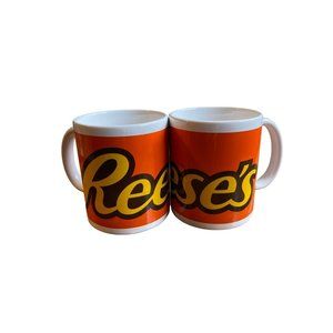 Lot of 2 Reeces Peanut Butter Coffee Cup Mug Orange By Galerie Vintage